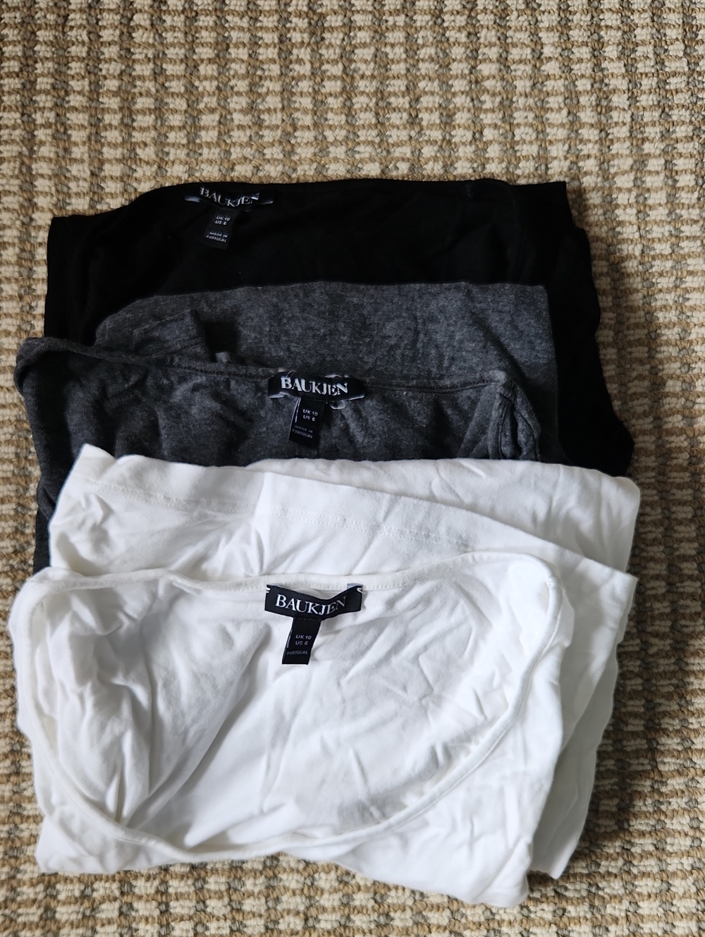 Lot of 3 Neutral Baukjen Long Line Scoop Tee US Size 6